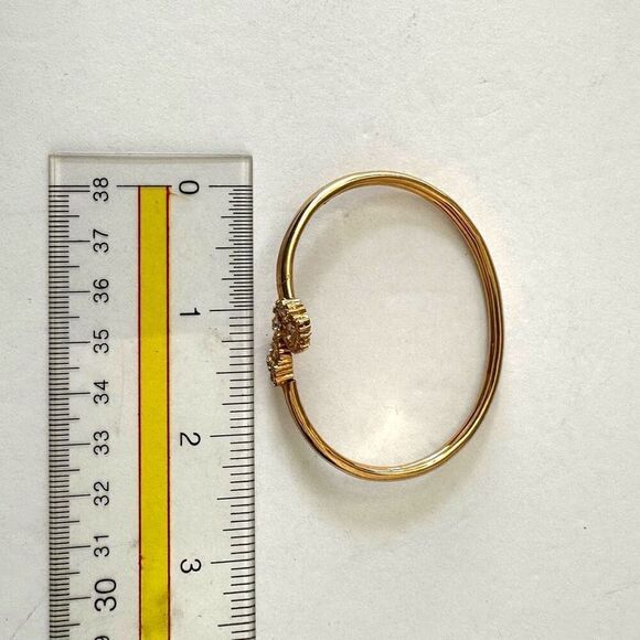 Gold tone rhinestone bangle bracelet - Picture 5 of 8